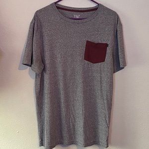 Grey with maroon pocket Tee